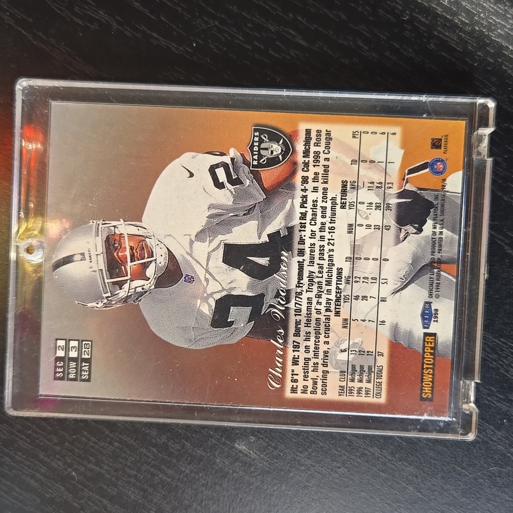 Charles Woodson Rookie Card Autographed NM - Picture 3 of 5
